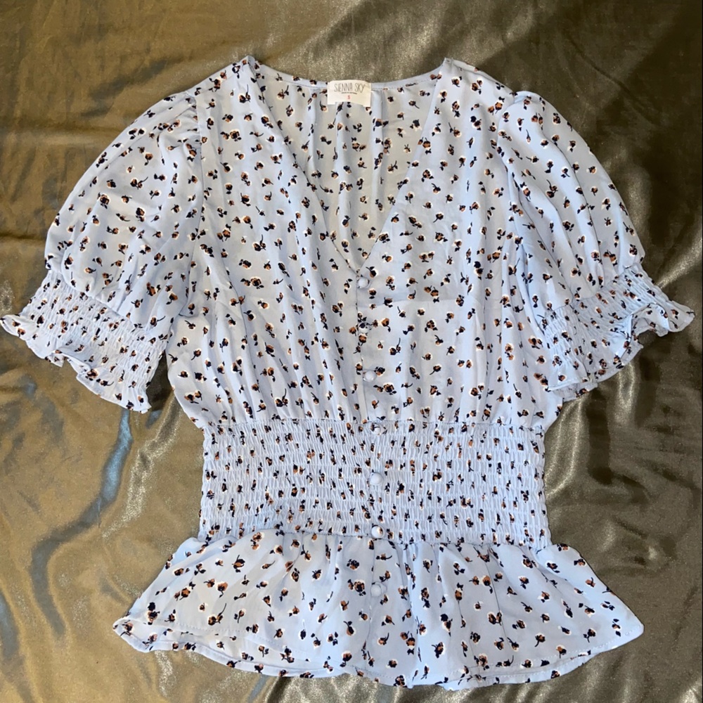 Small Blue Business Casual Top